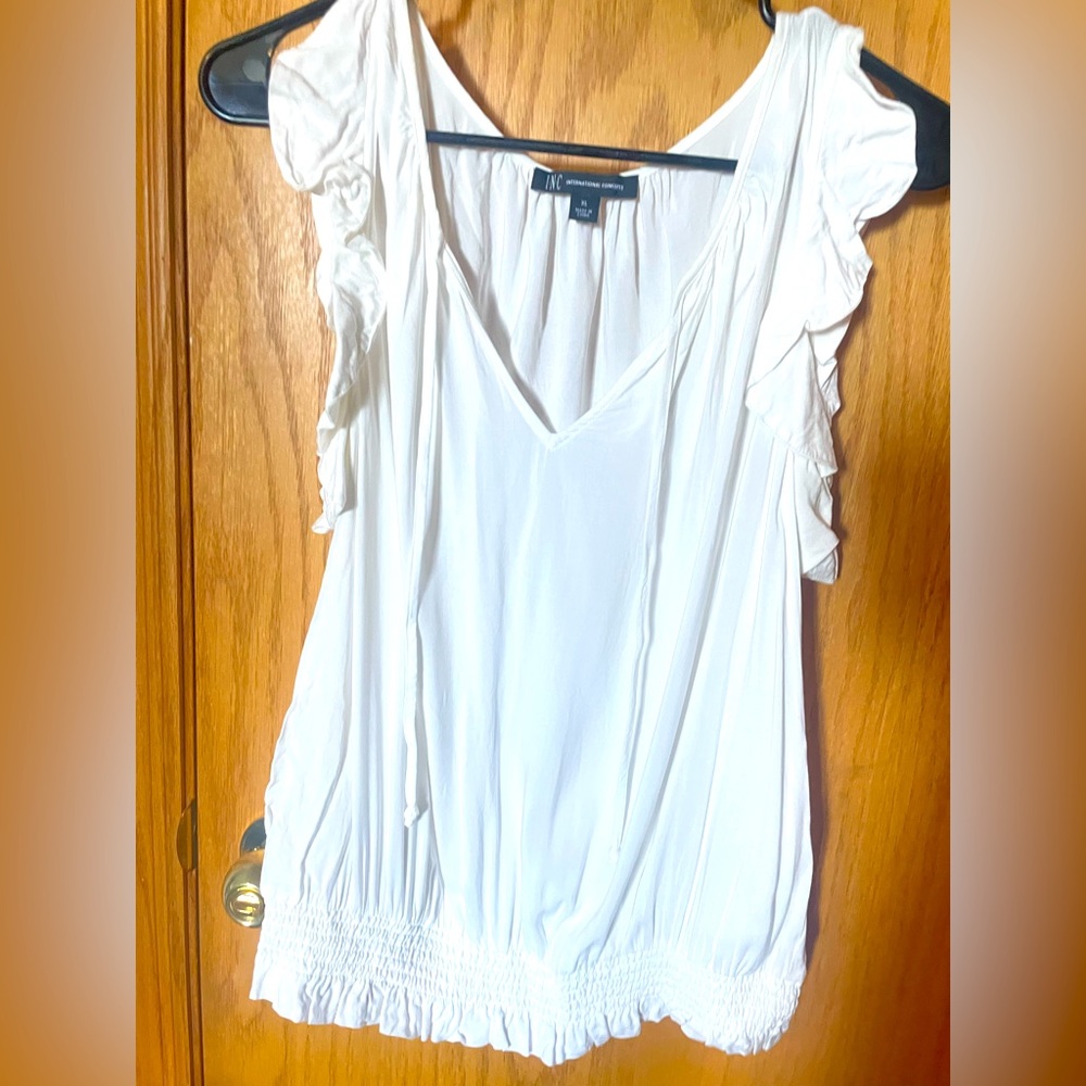 White flutter sleeve tank